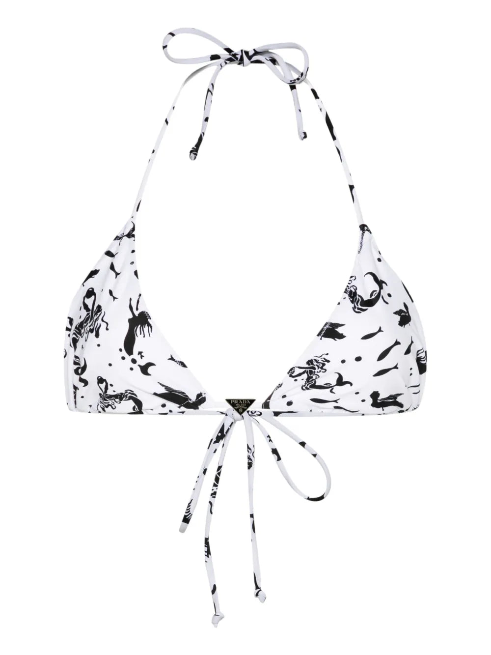 Fish And Mermaid-Print Bikini Top