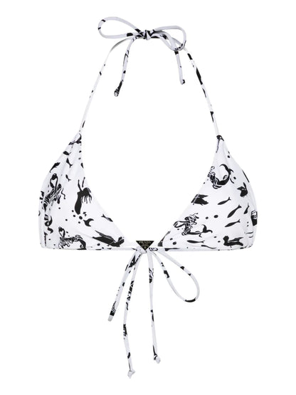 Fish And Mermaid-Print Bikini Top