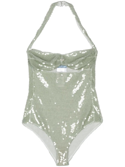 Sequined Tulle Bodysuit