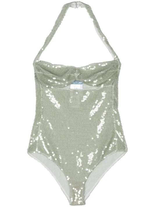 Sequined Tulle Bodysuit
