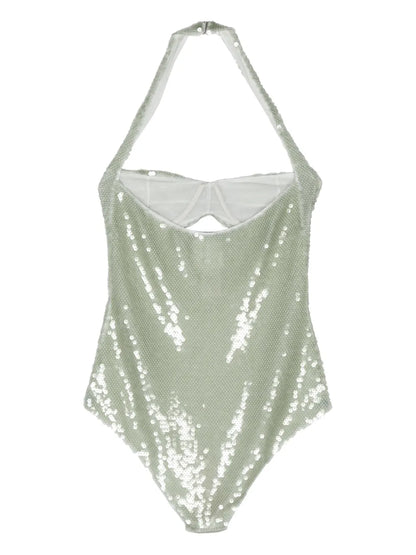 Sequined Tulle Bodysuit
