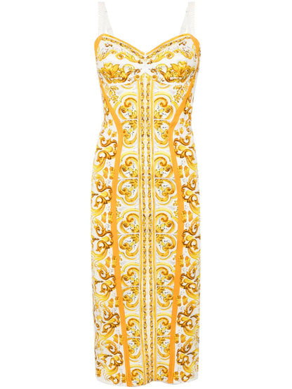 Majolica-Print Corset Dress