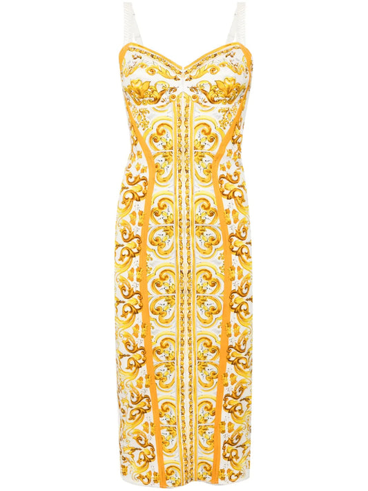 Majolica-Print Corset Dress