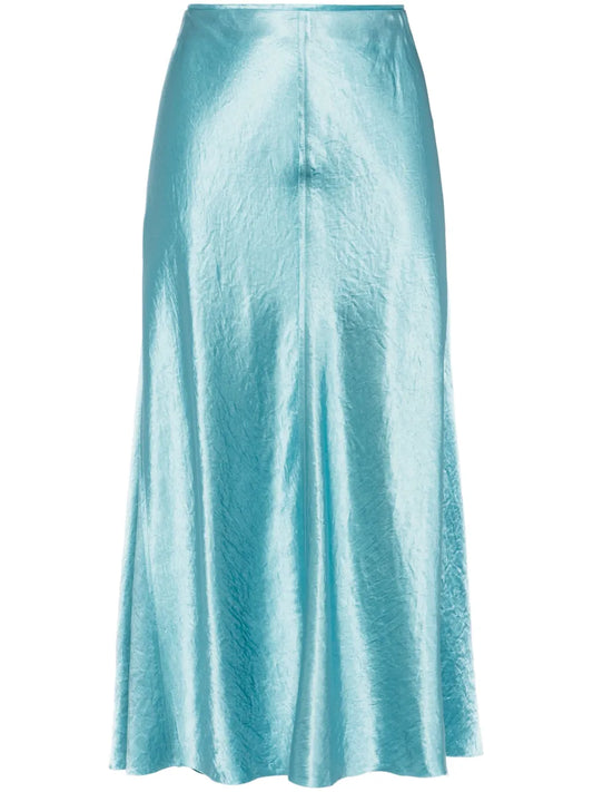 Satin Raw-Edge Midi Skirt