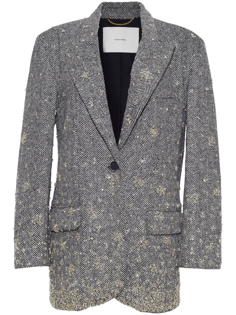 Embroidered Herringbone Blazer