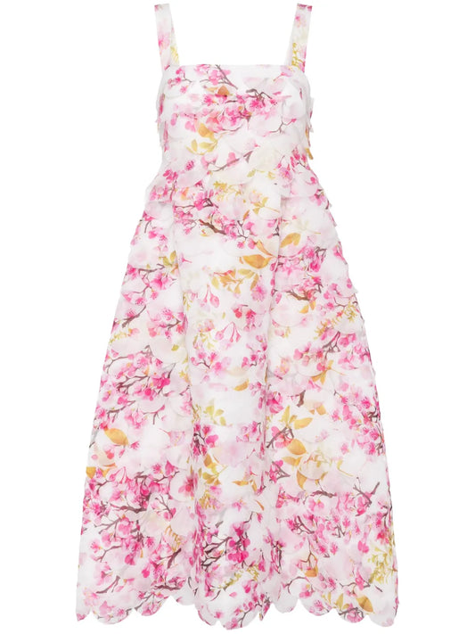 Floral Organza Midi Dress