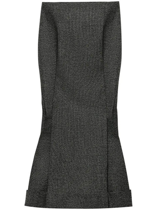 Mouliné-Wool Midi Skirt