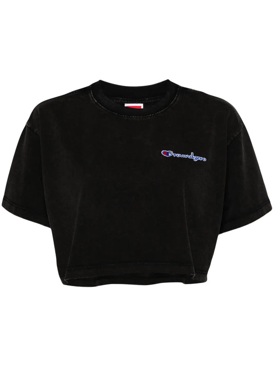 Logo-Embroidered Cropped T-Shirt