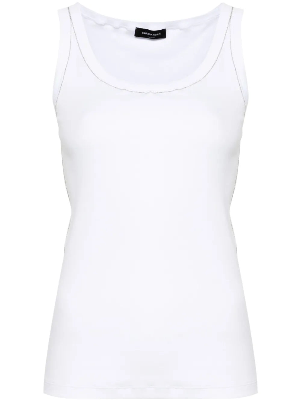 Chain-Trim Ribbed Tank Top