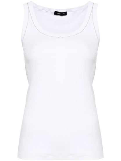 Chain-Trim Ribbed Tank Top