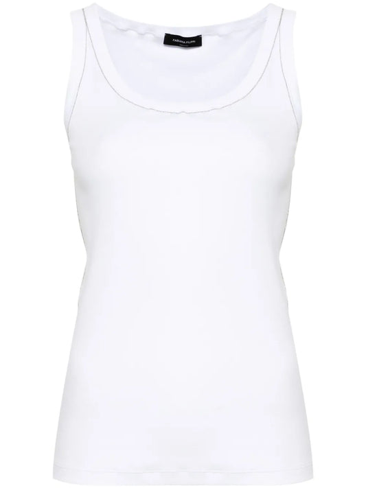 Chain-Trim Ribbed Tank Top