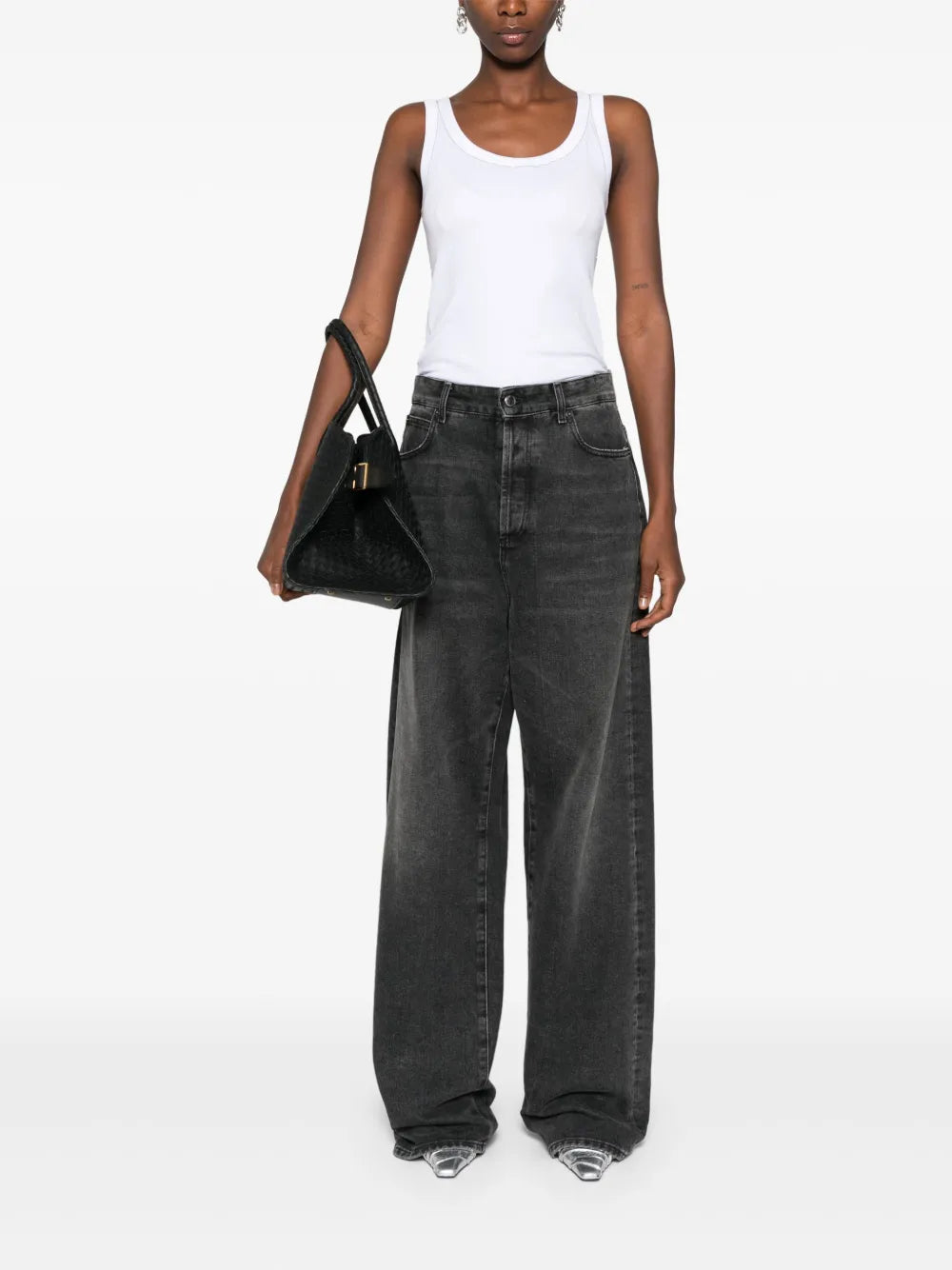 Chain-Trim Ribbed Tank Top