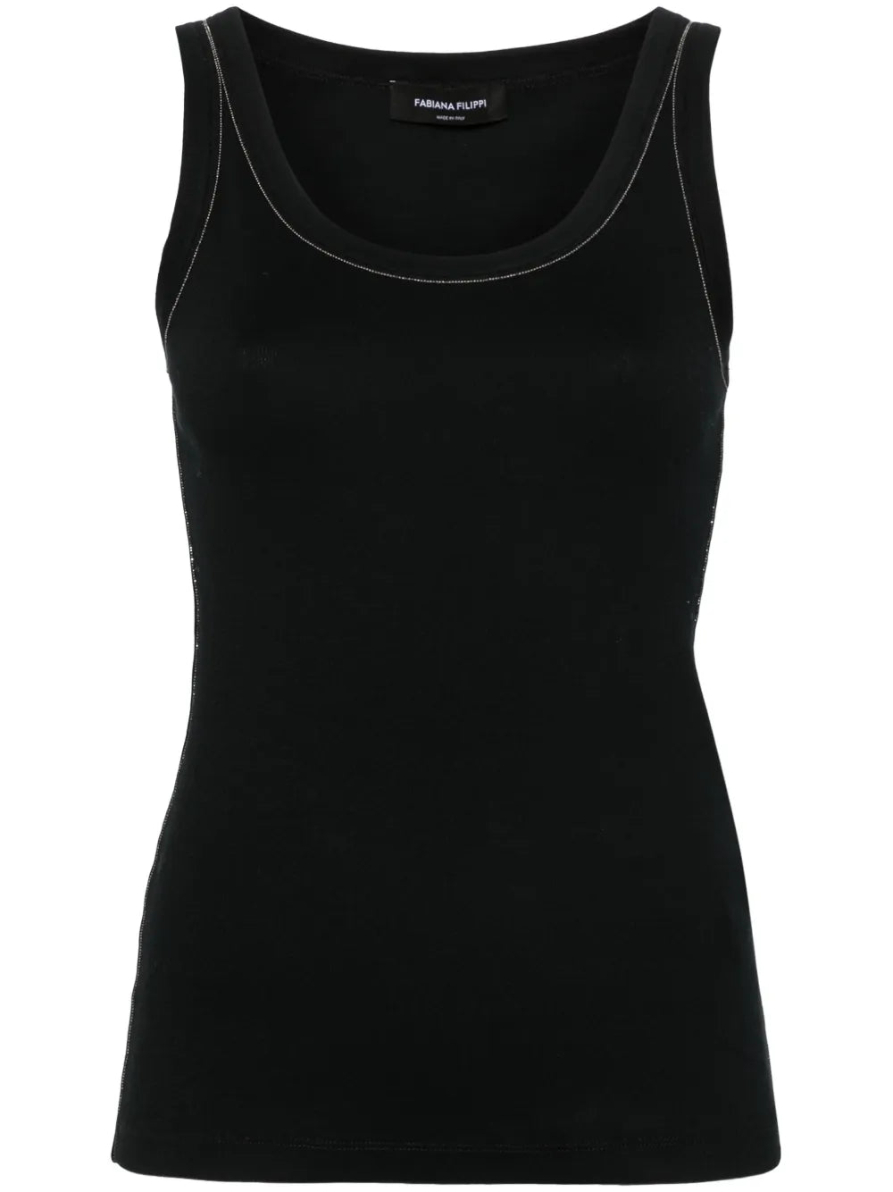 Chain-Trim Ribbed Tank Top
