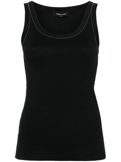 Chain-Trim Ribbed Tank Top
