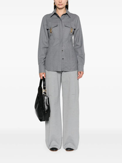 Clasp-Embellished Wool Shirt