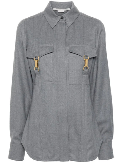 Clasp-Embellished Wool Shirt