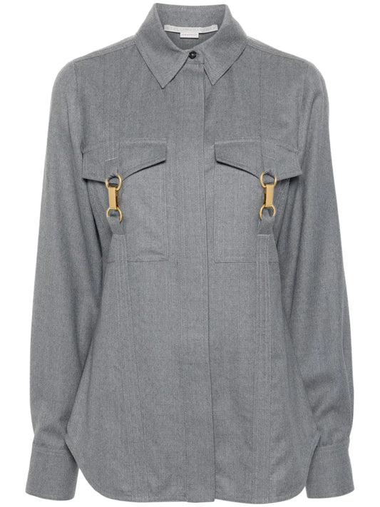 Clasp-Embellished Wool Shirt