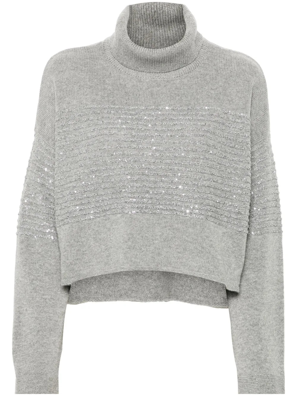 Sequined-Stripes Roll-Neck Jumper