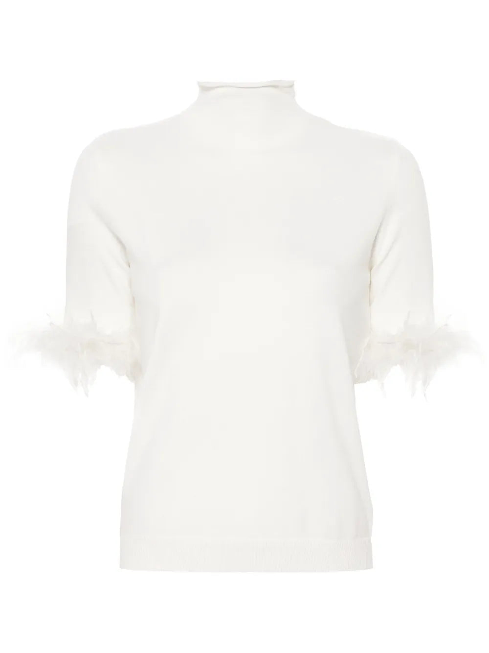 Feather-Cuffs Short-Sleeve Jumper
