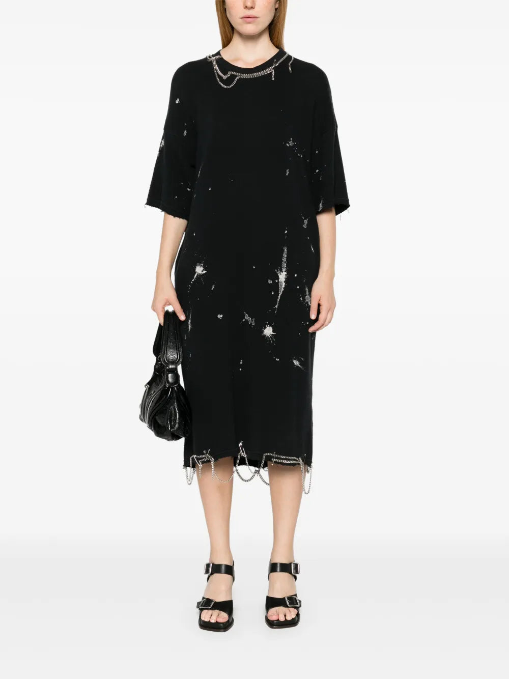 Chain-Embellished Midi Dress