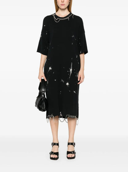 Chain-Embellished Midi Dress