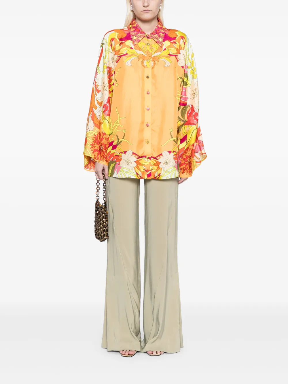 Floral-Print Silk Shirt