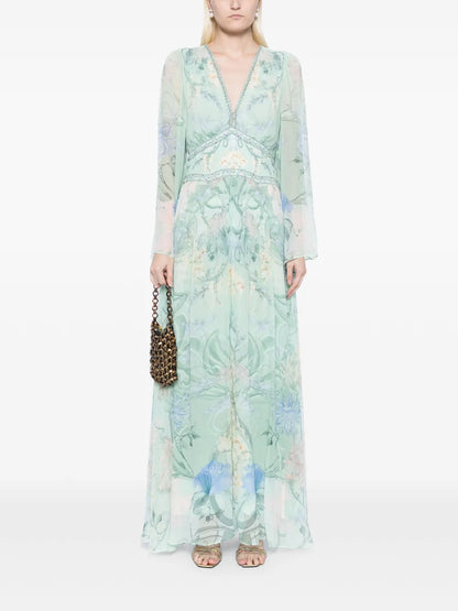 Floral Silk Maxi Dress