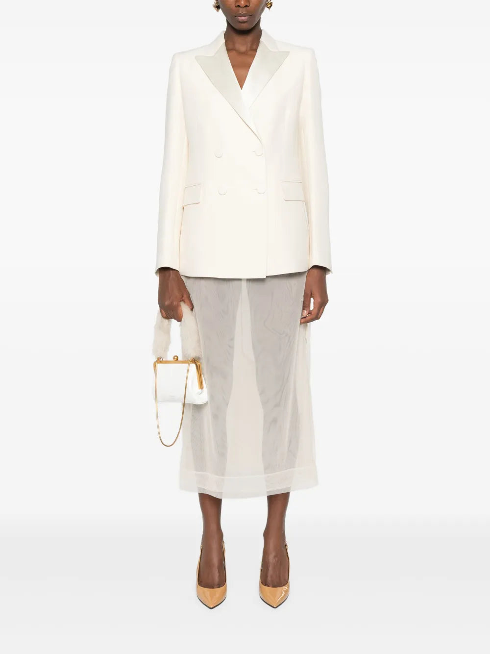 Double-Breasted Crepe Blazer