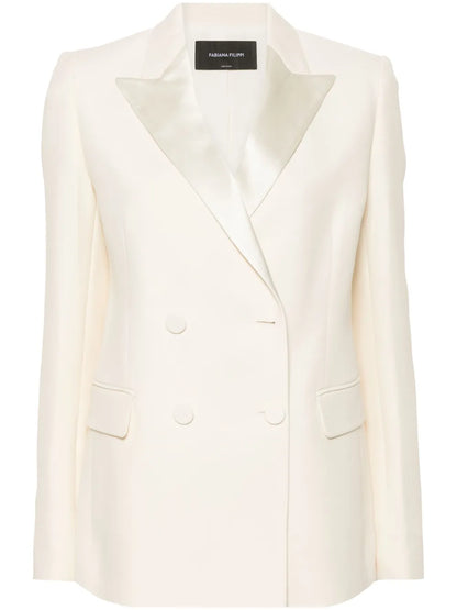 Double-Breasted Crepe Blazer