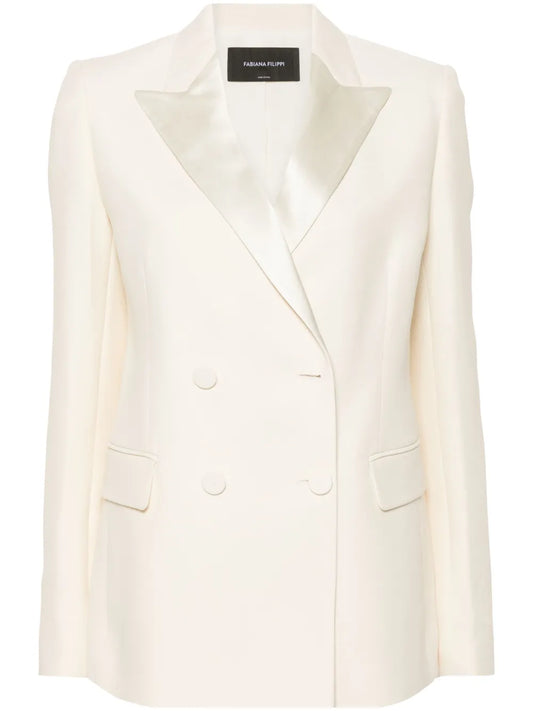 Double-Breasted Crepe Blazer