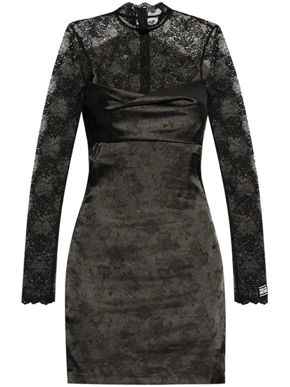 Long-Sleeve Lace-Panel Dress