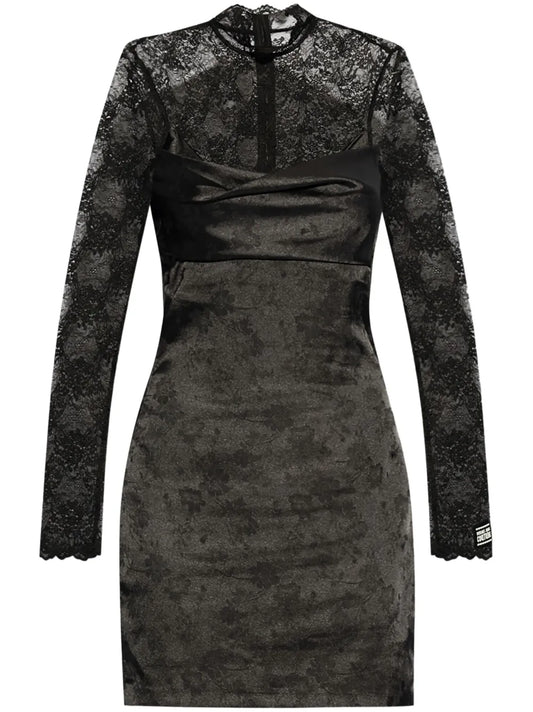 Long-Sleeve Lace-Panel Dress