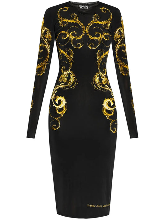 Watercolour Couture-Print Midi Dress