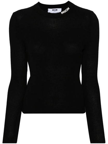 Intarsia-Logo Knitted Top