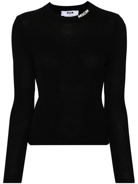 Intarsia-Logo Knitted Top