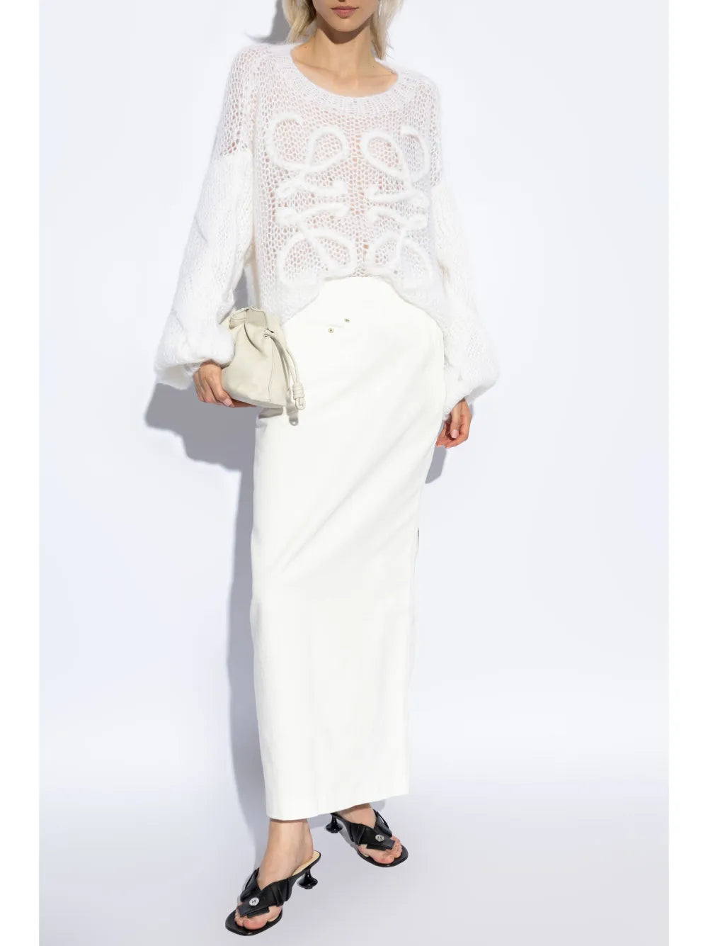 High-Waist Draped Midi Skirt