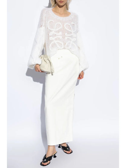 High-Waist Draped Midi Skirt