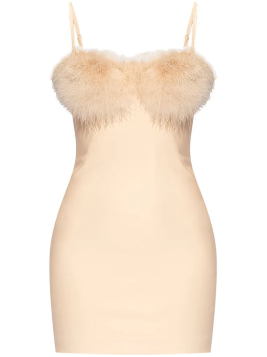 Faux-Fur Detail Mini Dress