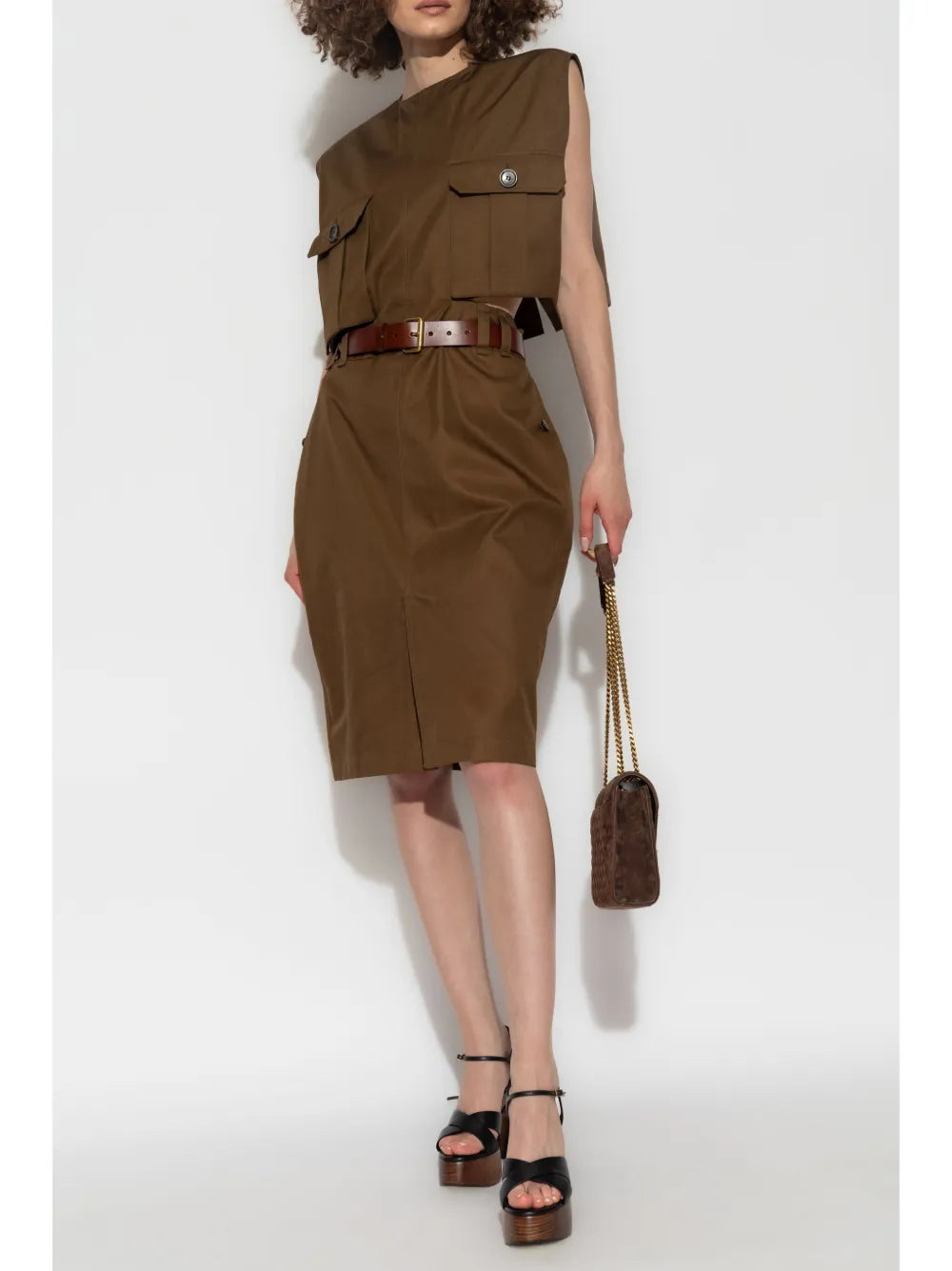 Belted Cotton Midi Dress