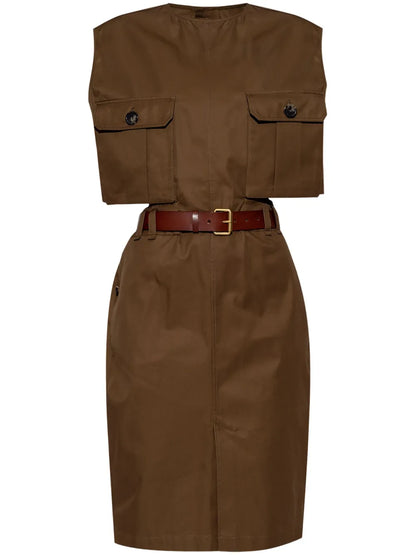 Belted Cotton Midi Dress
