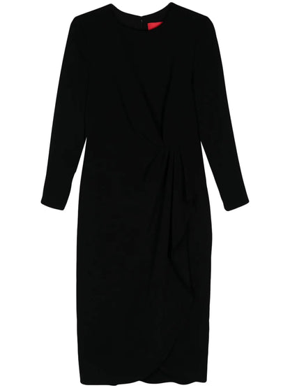 Pleat-Detail Midi Dress