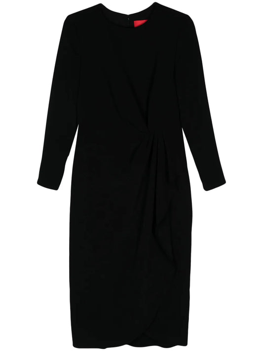 Pleat-Detail Midi Dress