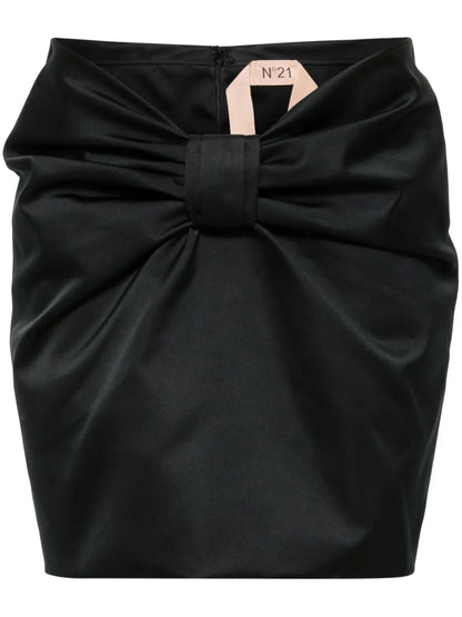Gathered Satin Mini Skirt