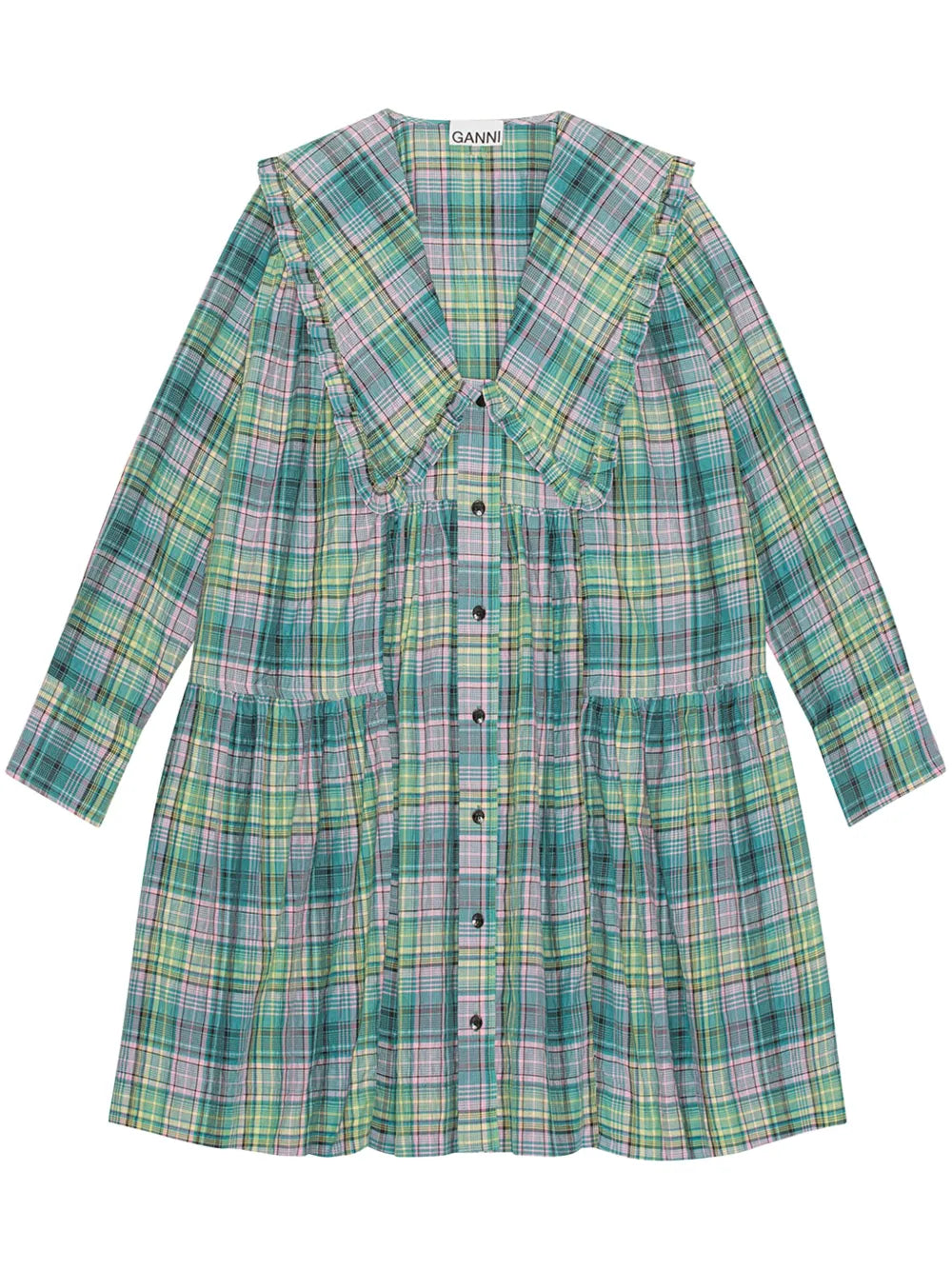Check-Print Wide Shirt Dress
