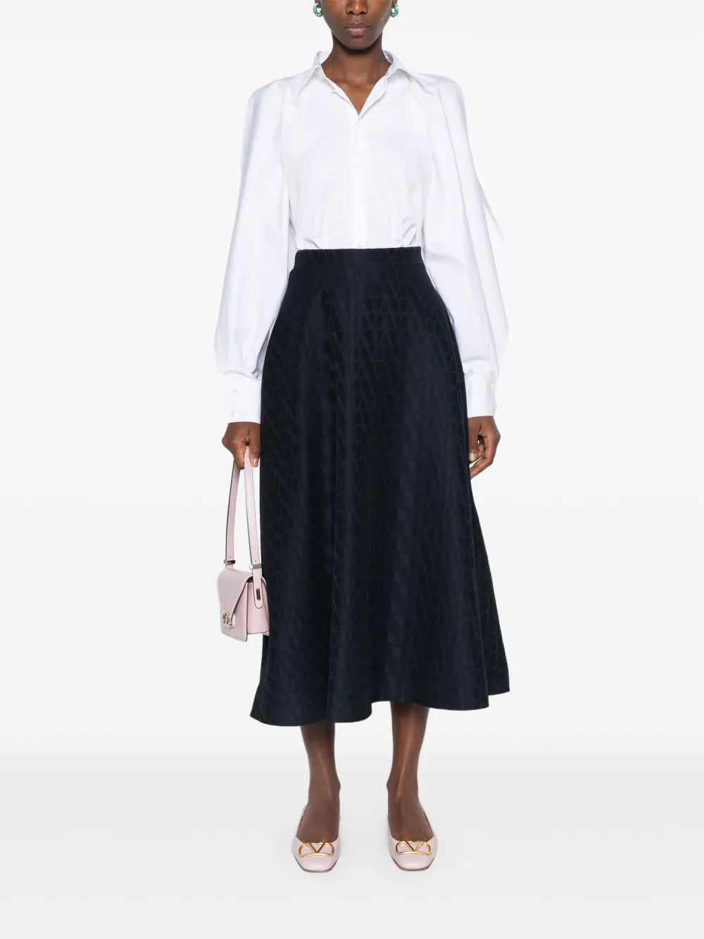 Logo-Jacquard Midi Skirt