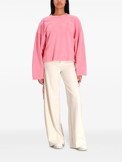 Drawstring-Cuffs Cotton Sweatshirt