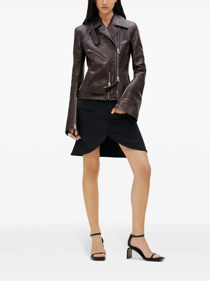 Crocodille-Effect Biker Jacket