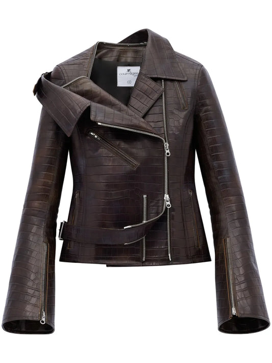 Crocodille-Effect Biker Jacket