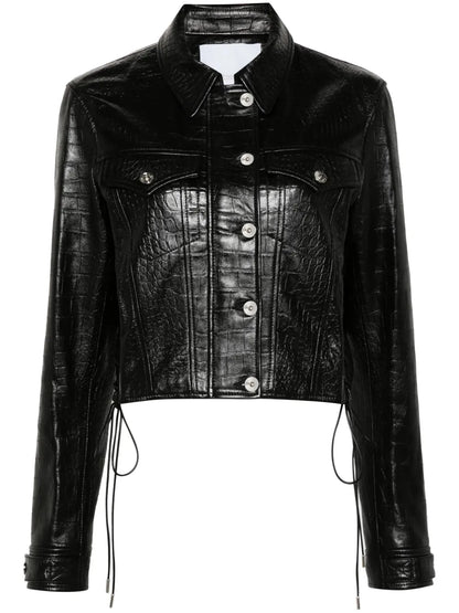 Crocodile-Embossed Leather Jacket