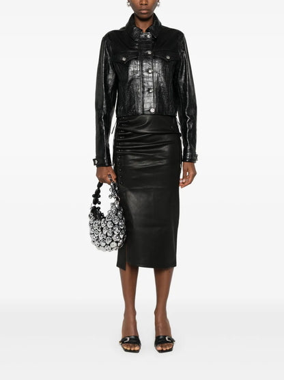 Crocodile-Embossed Leather Jacket